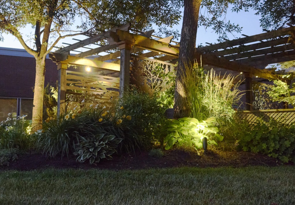 outdoor evening landscape with night lighting