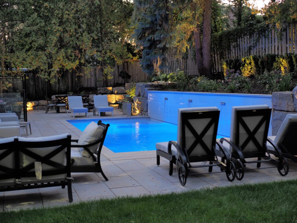 Pool landscape lighting by Groundhog Landscaping Toronto Etobicoke GTA