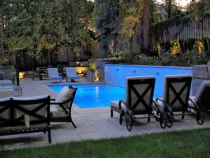 Pool landscape lighting by Groundhog Landscaping Toronto Etobicoke GTA