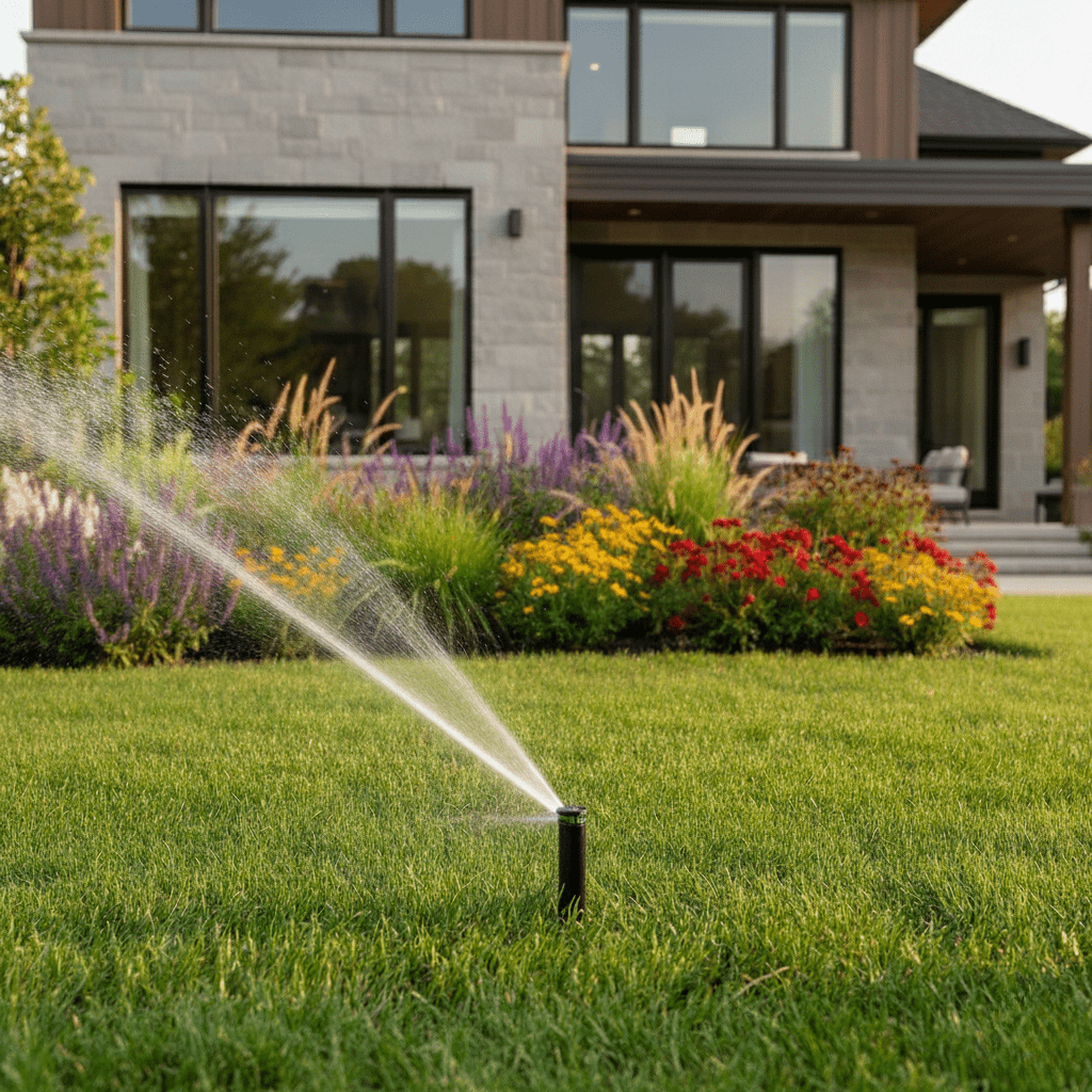 Smart irrigation system on a lush GTA lawn